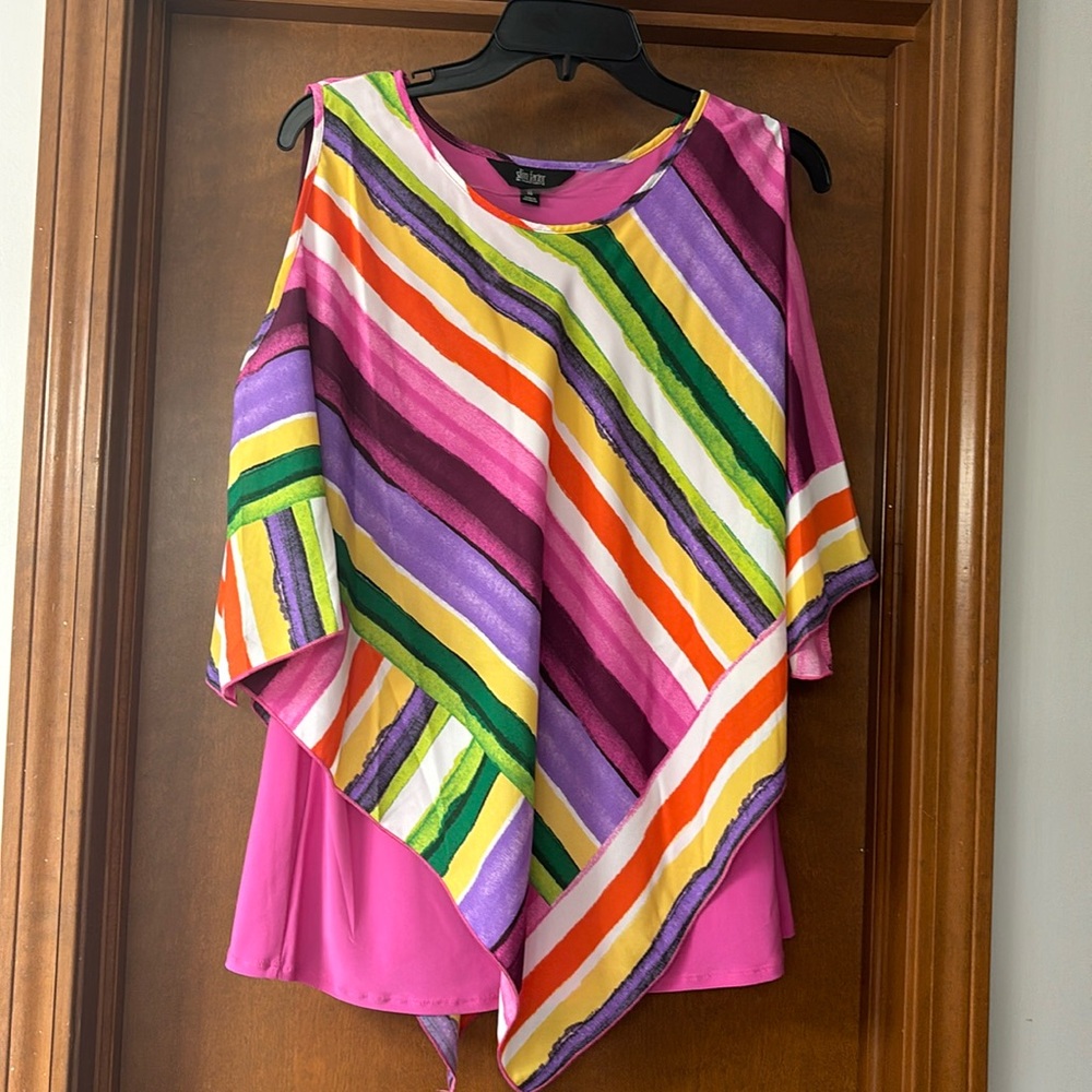 Slim factor overlay top colorful beautiful

#J
